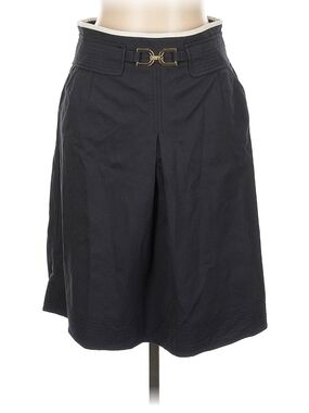 Ann Taylor Black A-Line Skirt with Gold Buckle